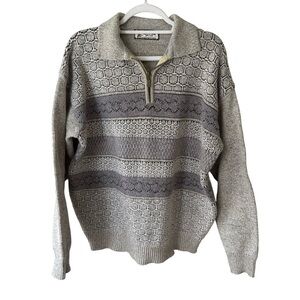Vintage Gelifan Knit Y2K Patterned Half-Zip Sweater Size XXL Cozy Fall Winter